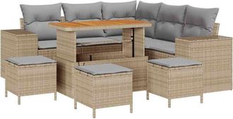 vidaXL Garden Sofa Set with Cushion 9 pcs Beige and Light Grey vidaXL