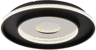 Globo Lighting Lámpara de techo LED semiempotrada integrada, color negro mate, regulable, 2700-6500 K, control remoto y temporizador
