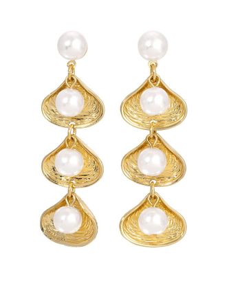 Eyecandy LA Eye Candy La Alice Shell Tier Drop Earrings