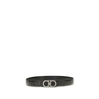Ferragamo Gancini Logo Leather Belt - Black