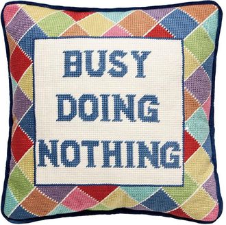 Peking Handicraft Busy Doing Nothing Embroidered Needlepoint Pillow