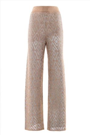 Nenette Wide Leg Gebreide Broek - Dames - Wijde Broeken - Bruin - S - Broeken