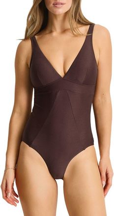 Sea Level Australia Zen Scoop Back Panel One-Piece Swimsuit in Cocoa at Nordstrom, Size 10