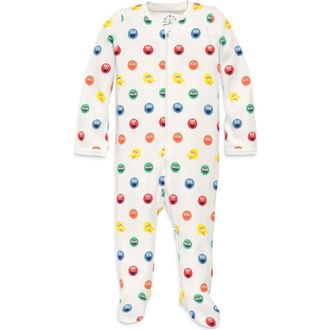 primary Baby Organic Sesame Street Friends Zip Footie in Ivory Rainbow Sesame Street at Nordstrom, Size Newborn