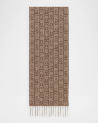 Ferragamo Cashmere and Wool Monogram Scarf
