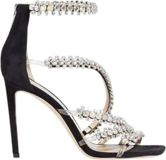 Jimmy Choo London Josefine 100 Crystal-Embellished Suede Sandals, Brand Size 36 ( US Size 6 )