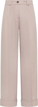Seventy Wijde Katoen-Linnen Broek - Dames - Wijde Broeken - Beige - XL - Katoen - Broeken