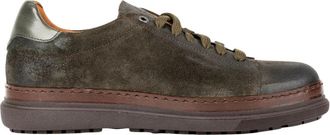 Exton Suede-Effect Sneaker - Heren - Sneakers - Groen - 41 EU - Leer - Schoenen
