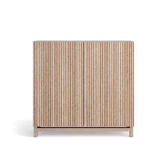 HERDASA Zapatero melamina nogal claro puertas efecto vallado claro 90x90x27cm