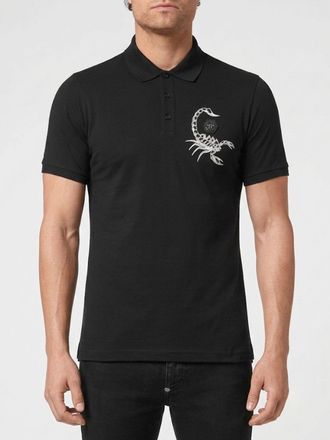 Philipp Plein Polo a maniche corte in cotone con logo a contrasto