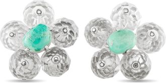 Luxury Bazaar 14K White Gold Turquoise and Crystal Earrings MF29-080726