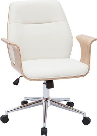Miliboo Miliboo - Silla De Oficina Moderna Blanco Y Madera Clara Rufin