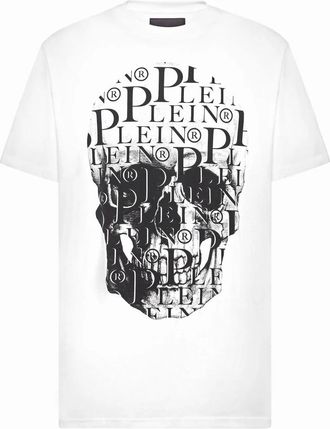 Philipp Plein T-shirt Ronde Hals SS Print Skull - Heren - T-shirts - Wit - L - Katoen - Tops