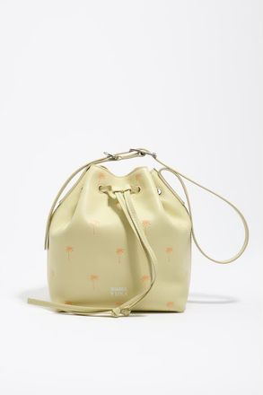 Bimba & Lola Large Palms Print Leather Carlino Bucket bag in Pale Green at Nordstrom