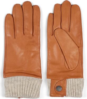 Howard London Leren Handschoenen Lily - Dames - Handschoenen - Oranje - 7 IN - Wol - Accessoires