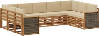 vidaXL Conjunto De Sof&aacute;s De Exterior 7 Uds. Natural Vidaxl