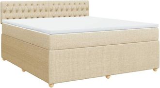 vidaXL Cama Box Spring Con Colch&oacute;n Tela Color Crema 180x200 Cm Vidaxl