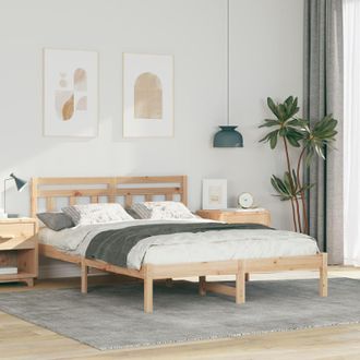 Berkfield Home with Headboard Brown 140 x 190 cm Solid pine wood in Beige