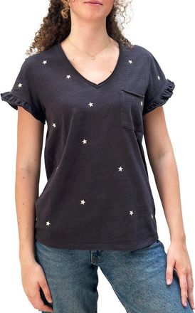 BILLY T Embroidered Stars T-Shirt in Washed Black at Nordstrom, Size X-Small