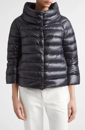Herno Shiny Short Hooded Down Puffer Jacket in 9004 Celeste at Nordstrom, Size 46