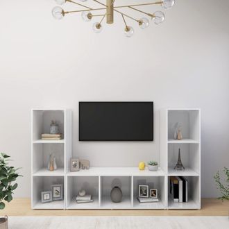 vidaXL Vidaxl - Muebles De Sal&oacute;n 3 Piezas Madera Ingenier&iacute;a Blanco 107x35x37 Cm