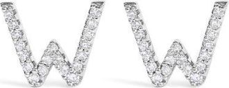 House of Brilliance 10K Gold 1/10 Cttw Diamond Initial A to Z Stud Earring in White Gold | W at Nordstrom