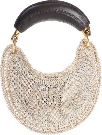 Chlo&eacute; Summer Banana Raffia Hobo Bag in Silver at Nordstrom