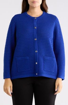 Kasper Textured Stitch Cardigan in Royal Signature at Nordstrom Rack, Size 3X