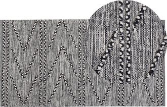Beliani Beliani - Alfombra Negra Con Blanco Con Patr&oacute;n Geom&eacute;trico 80 X 150 Cm Termal