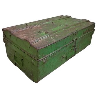 Wanderlust Deco Maleta De Metal Acabado Artesanal Verde 67x37x25h Cm
