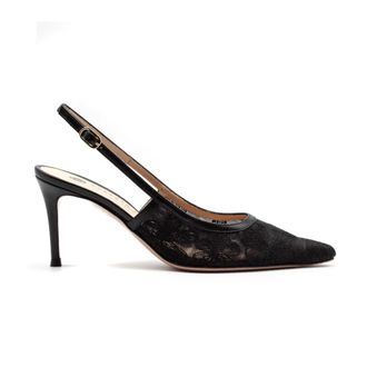 Roberto Festa Milano Pumps, female, Black, Size: 10 US Transparent Lace Slingback Pumps