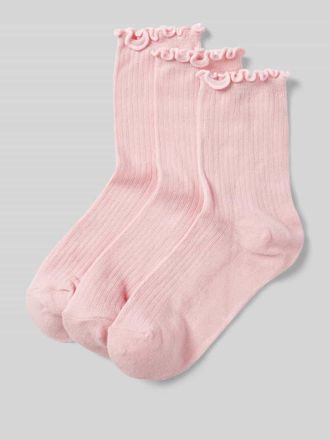 Pieces Socken mit Baumwoll-Anteil und Rüschen Modell AFIA in Rose, Größe 1