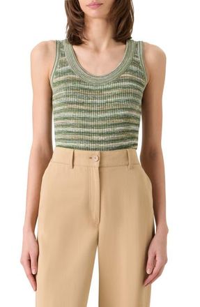 Akris Space Dye Merino Wool Rib Sweater Tank in Green-Multicolor at Nordstrom, Size 14