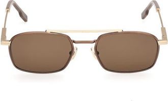 Ermenegildo Zegna 54mm Square Sunglasses in Satin Dark Bronze /Brown at Nordstrom