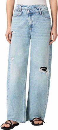 AllSaints Aki Crossover Ripped Wide Leg Jeans in Destroy Light Blue at Nordstrom, Size 30