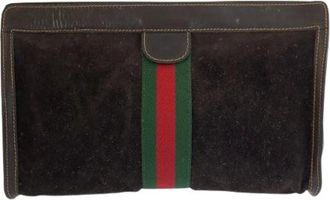 Gucci Vintage, unisex, Bruin, ONE Size, Su&egrave;de, Pre-owned Vintage Su&egrave;de Leren Clutch Tas