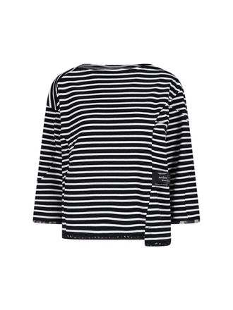 Undercover Black/White Asymmetrical Striped Boxy Top