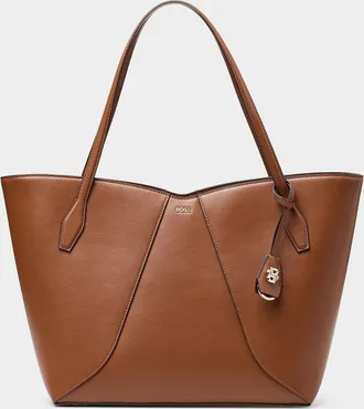 BOSS Womens Numah XL trapezoidal leather tote bag