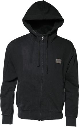 Dolce & Gabbana Black Logo Full Zip Hooded Men Sweatshirt Mens Sweater (Pre-Owned)
