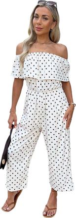 AX PARIS Dames/Dames Bardot Jumpsuit (Cr&egrave;me)