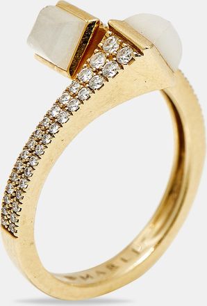 Marli Cleo Moonstone Diamonds 18K Yellow Gold Ring