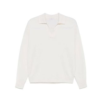 PESERICO Peserico, V-neck Knitwear, female, White, Size: XL White Knitted Polo Top