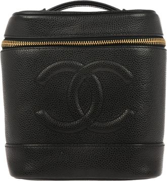 Chanel Vintage Timeless Cosmetic Case Caviar Black Leather Handbag (Pre-Owned)