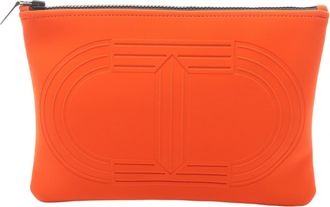 Herm&egrave;s Orange Nylon Elastane Pouch (Pre-Owned)