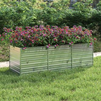 vidaXL Garden Raised Bed 94.5x31.5x30.3 Galvanized Steel Silver