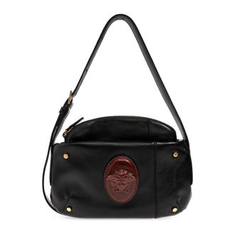 Versace Shoulder Bags, female, Black, Size: ONE SIZE Leather Shoulder Bag