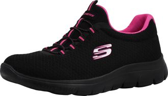 Skechers Womens Summits Black/Fuchsia Sneaker 7.5 M US