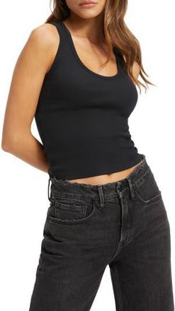 Good American Fitted Rib Scoop Neck Tank in Black001 at Nordstrom Rack, Size X-Small