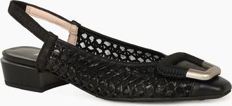 Hispanitas Womens Azucena Womens Low Heeled Slingbacks - Black - Size: 7