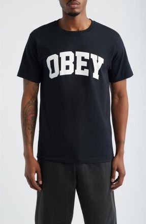 Obey Collegiate Graphic T-Shirt in Black at Nordstrom, Size Medium
